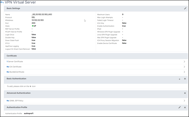 Serveur virtuel d'authentification des liens et serveur virtuel VPN