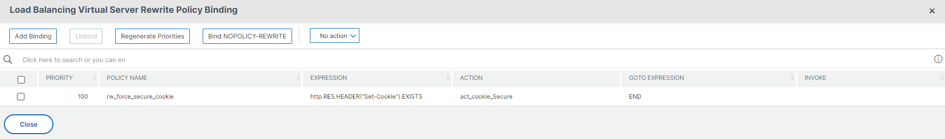 Bind rewrite policy