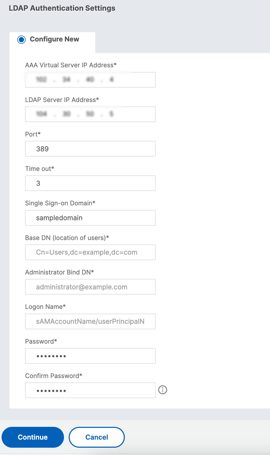 SF LDAP 設定を確認します