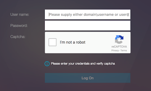 Enter credentials